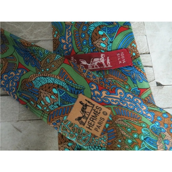 Hermes Tie 7344 Paisley Excellent Condition - Picture 2 of 8